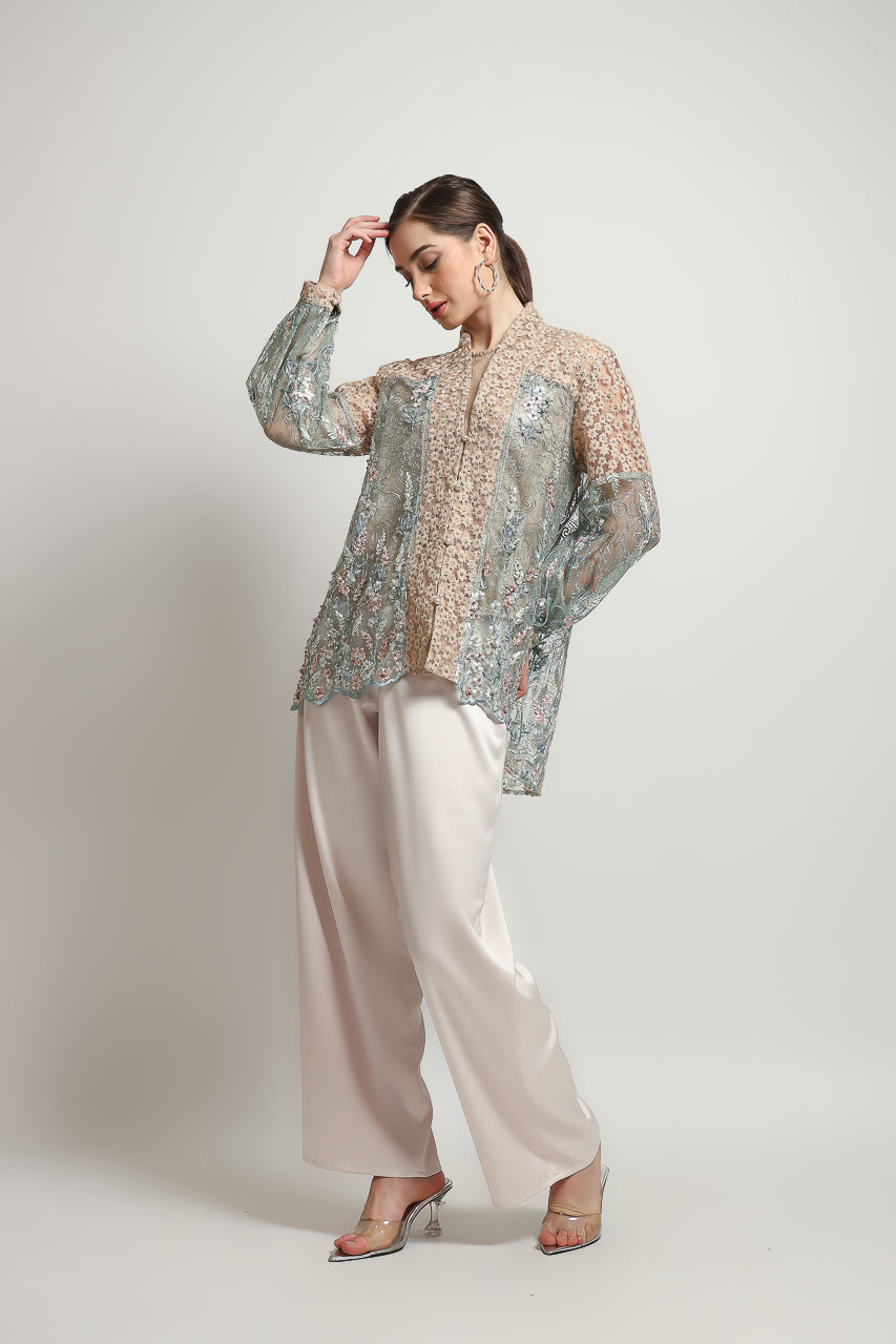 Bloom et Champs Kimono Kaftan KBY Olive with Elastic Saten Pants
