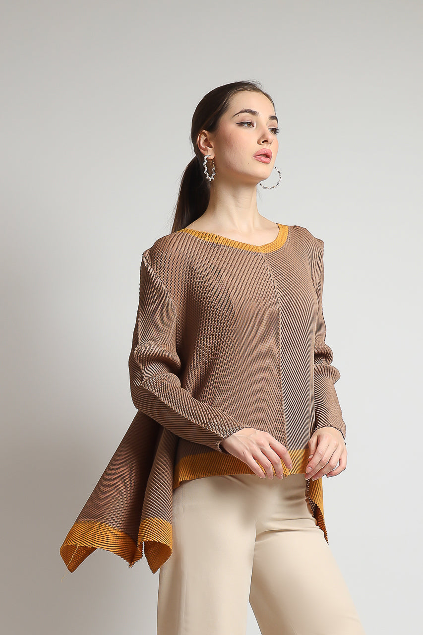 Bloom et Champs Mustard Blouse Pleats