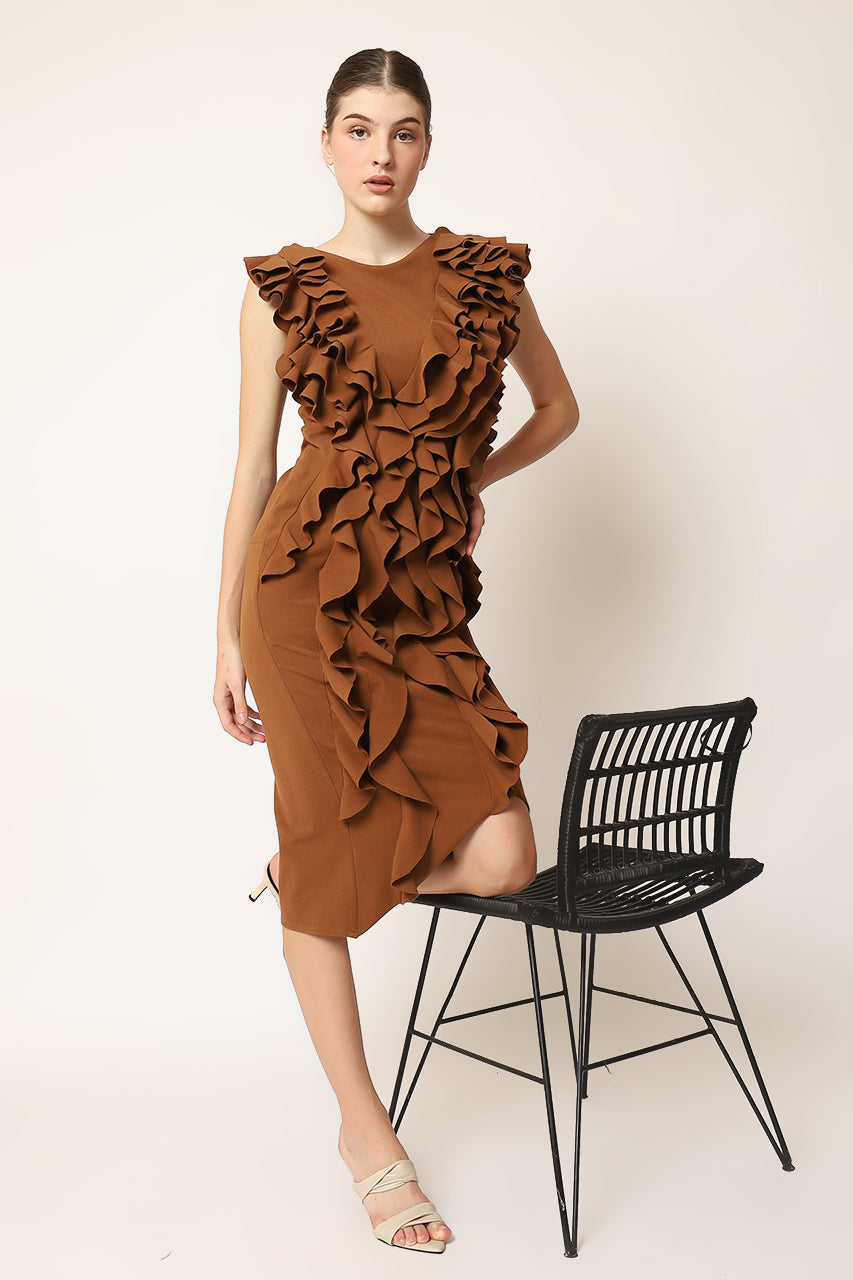 Bloom et Champs Dress Rample in Teracotta