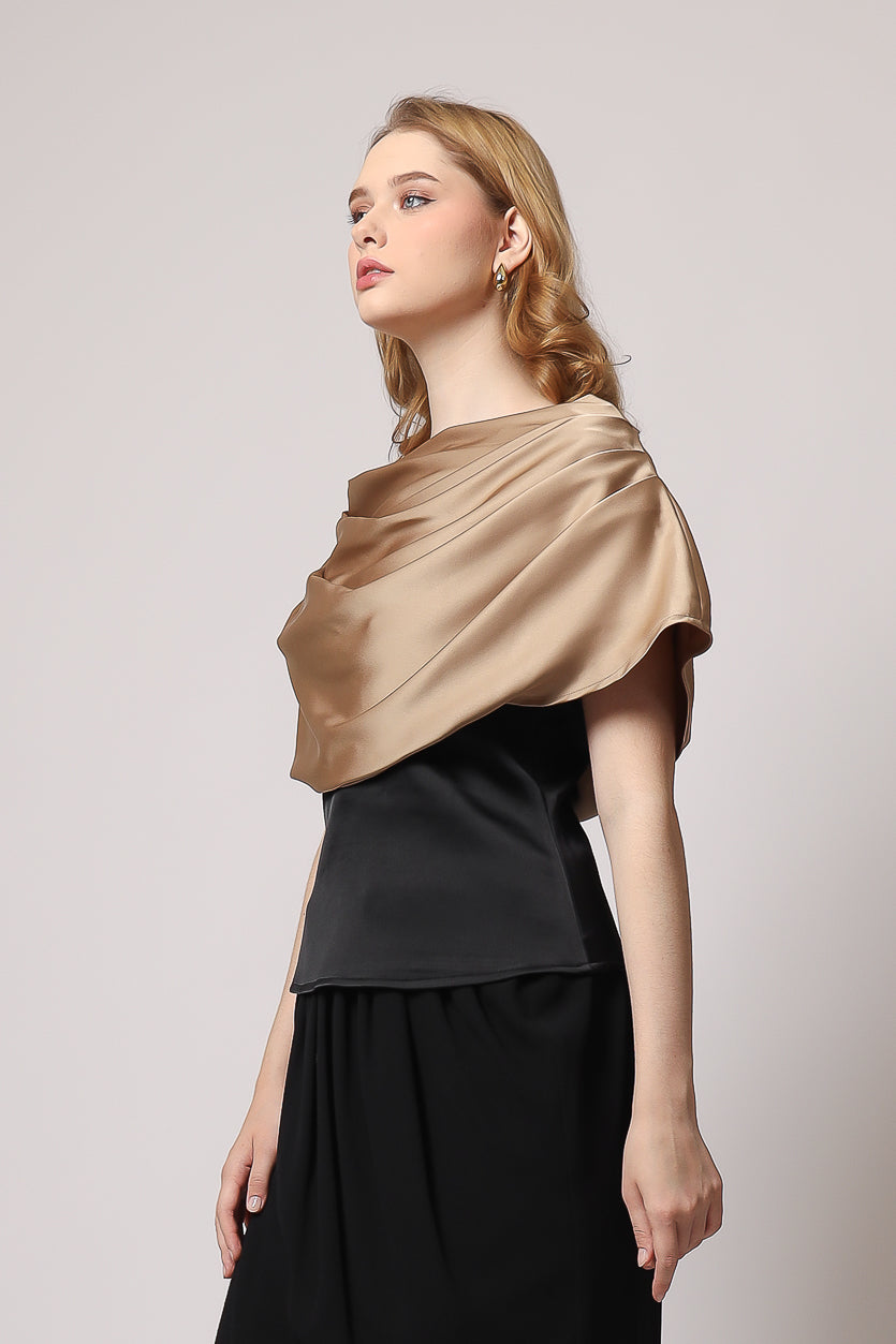 Bloom et Champs Top Kerah Ploi Coklat/ Celana Chiffon