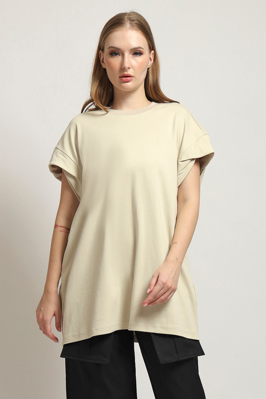 Bloom et Cotton Basic Tee in Creme and Black