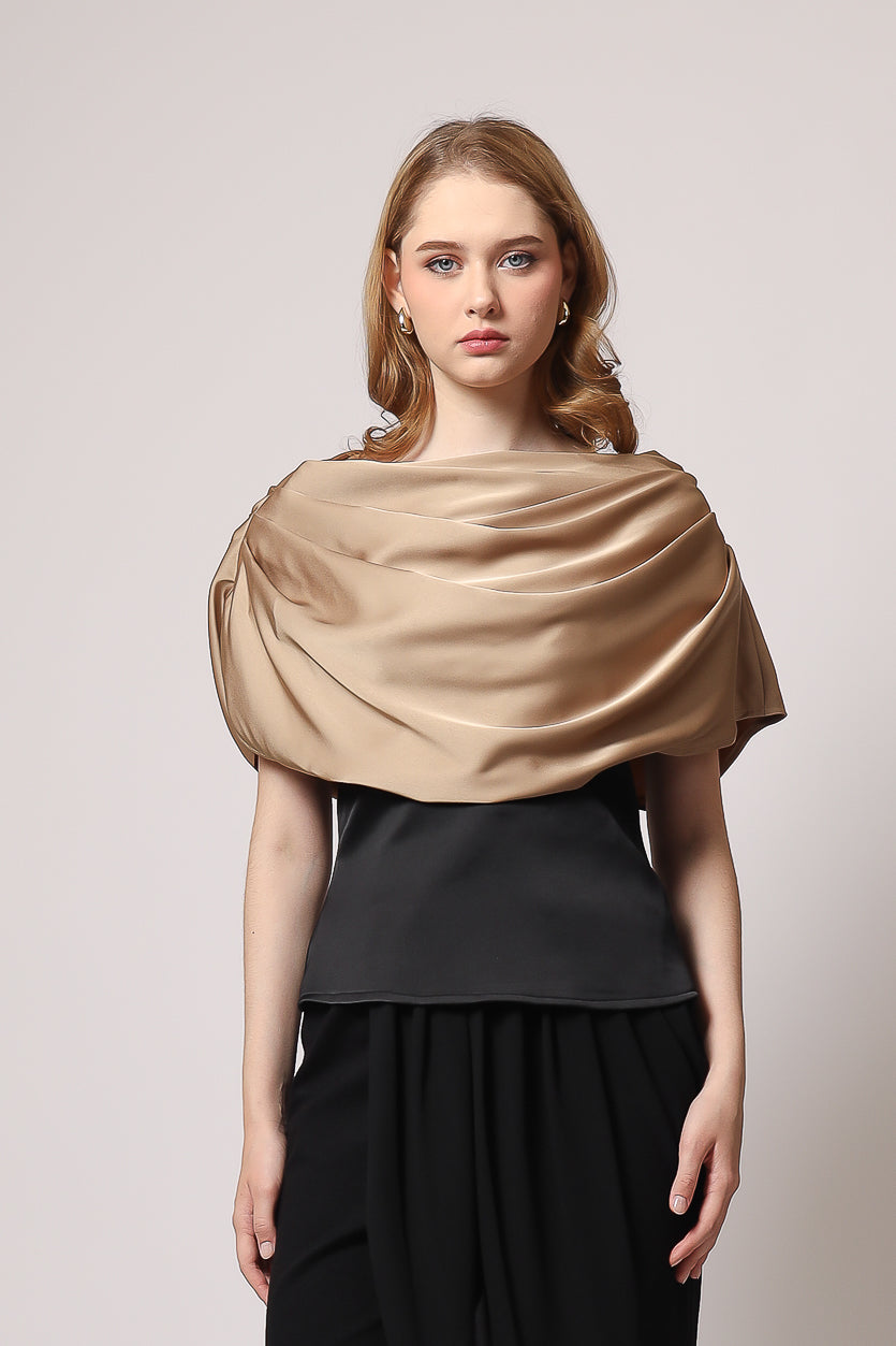 Bloom et Champs Top Kerah Ploi Coklat/ Celana Chiffon