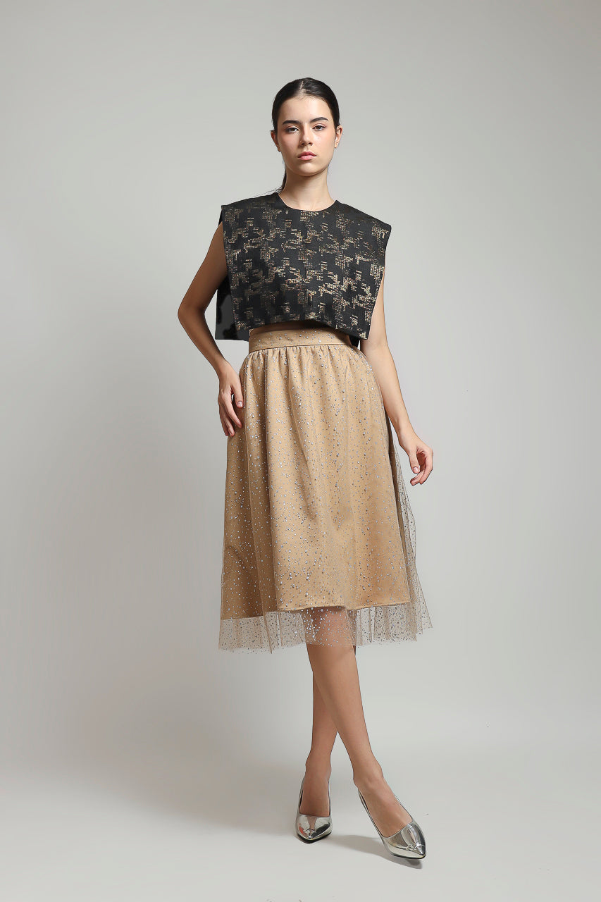 Bloom et Champs Tutu Skirt in Beige/Top Jacquard Kotak