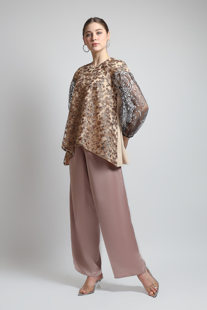 Bloom et Champs Top Tail Tulle Crepe with Elastic Saten Pants