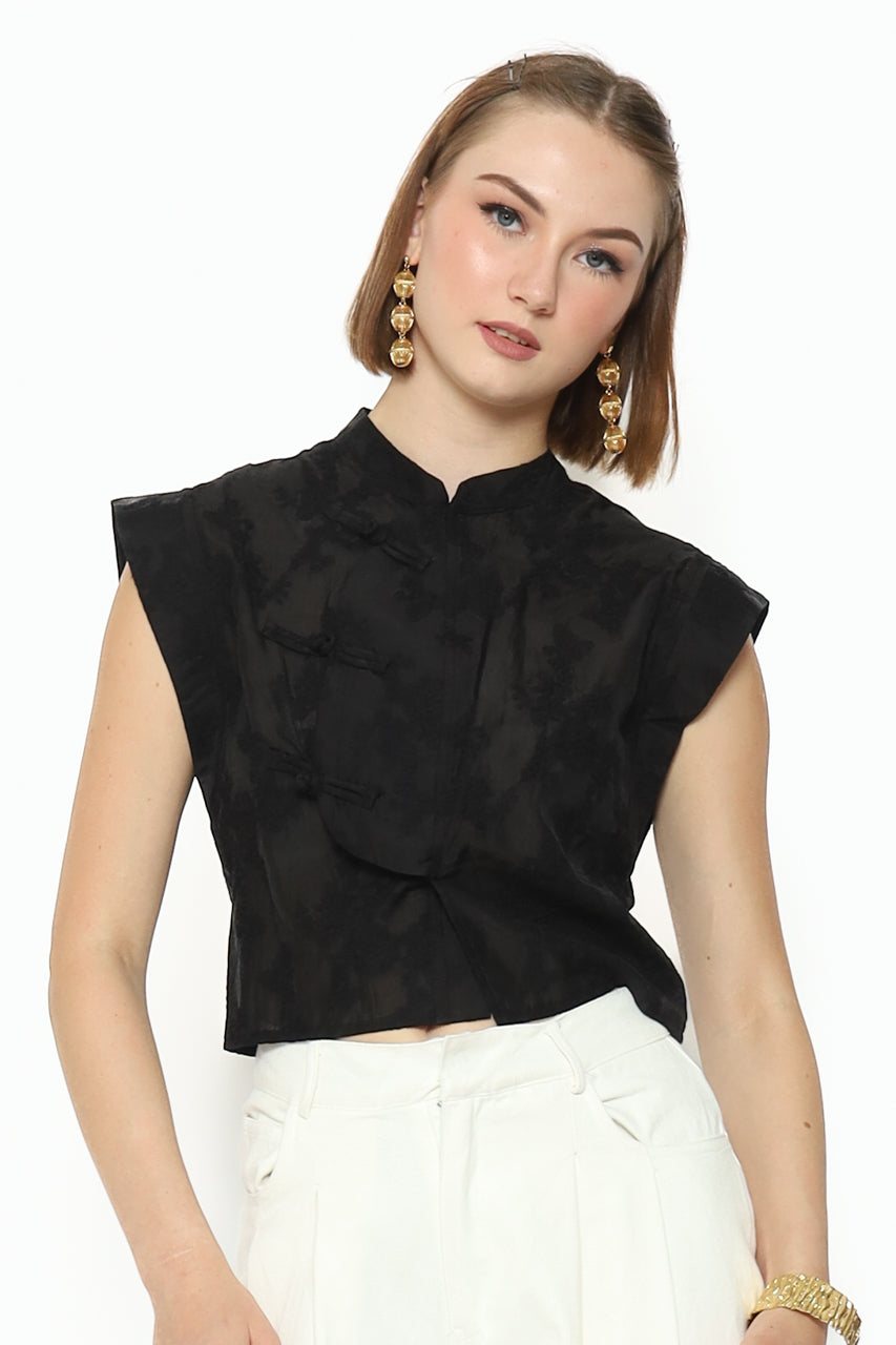 Bloom et Champs Changi Top Bordir Black