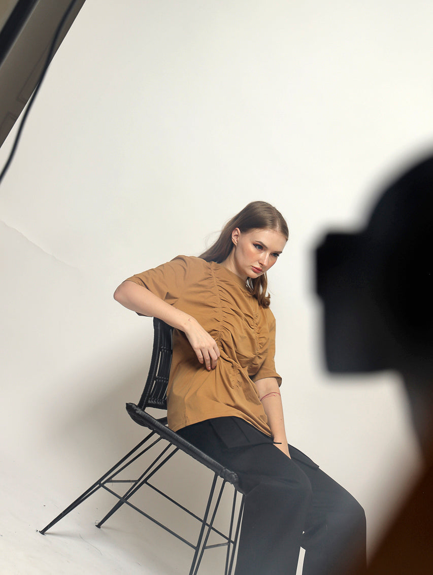 Bloom et Cotton Wrinkled Mocha Tee