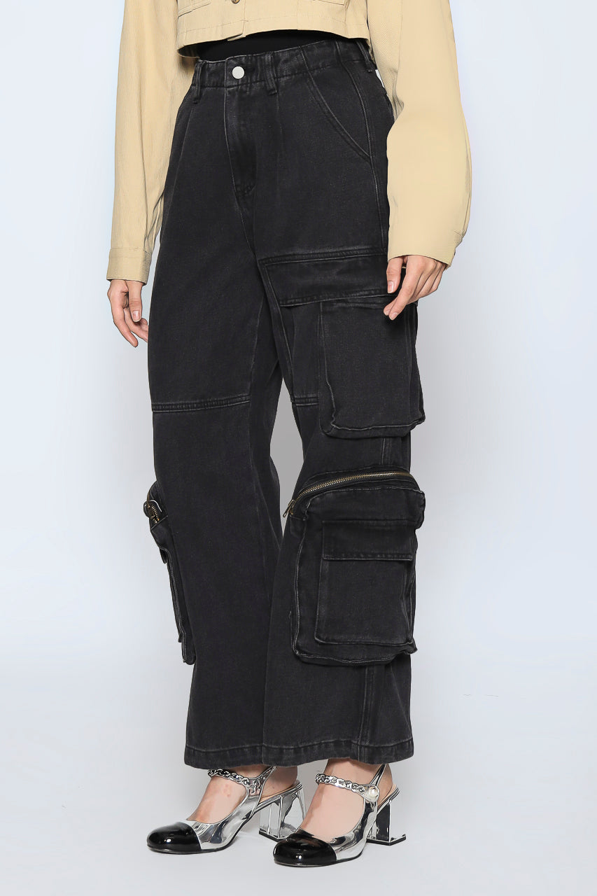 Bloom et Champs Black Denim Cargo Pocket Pants