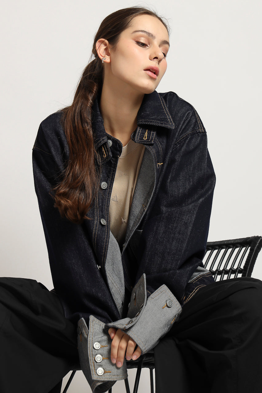 Bloom et Cotton Denim Jacket with removable Sleeve