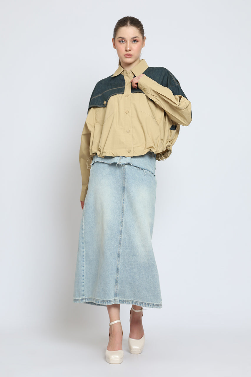 Bloom et Cotton Denim Block Top