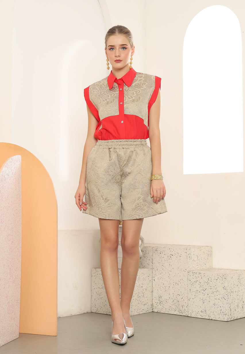 Bloom et Champs Kemeja Jacquard Merah