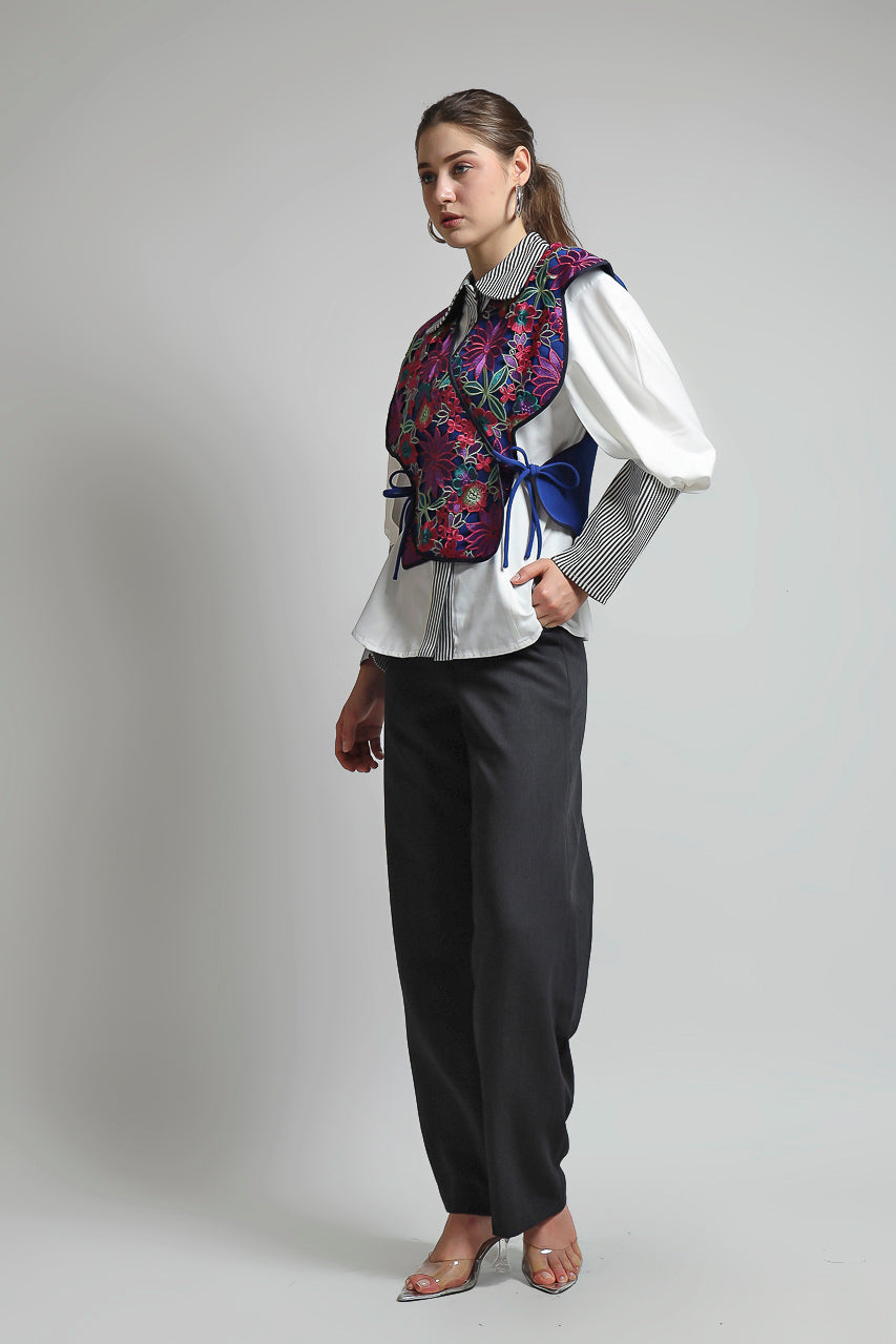 Bloom et Champs Violet Outer/Kemeja Marcel Putih