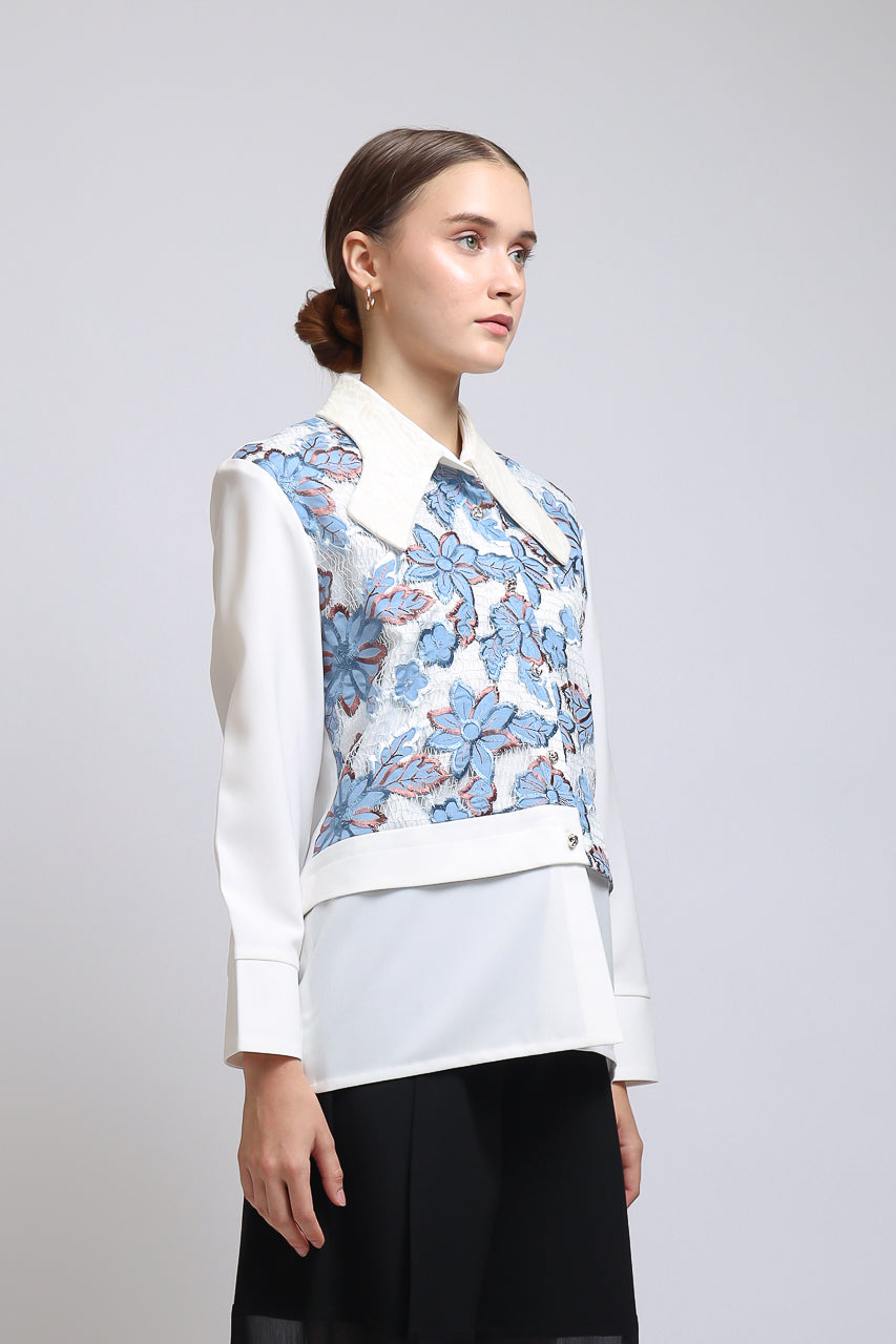 Bloom et Champs Kemeja Daun Biru/Celana Alena Chiffon