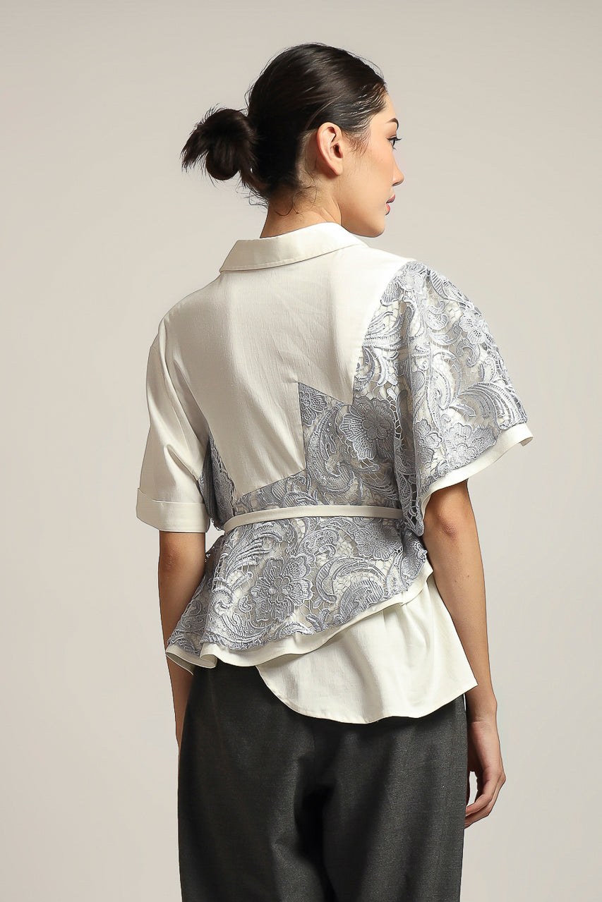 Bloom et Champs Kemeja Silver Brukat