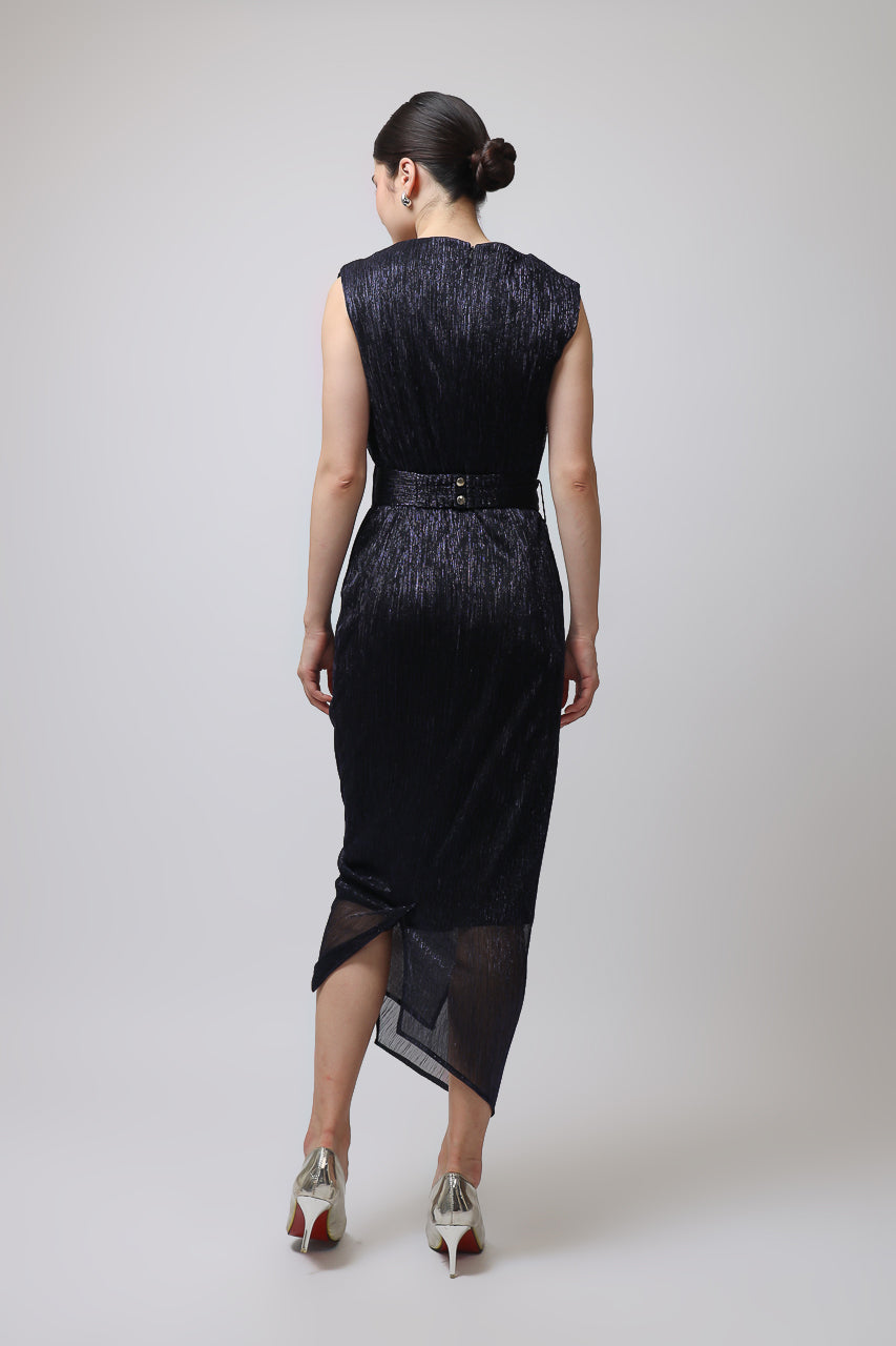 Bloom et Champs Silverish Dress in Blue Black