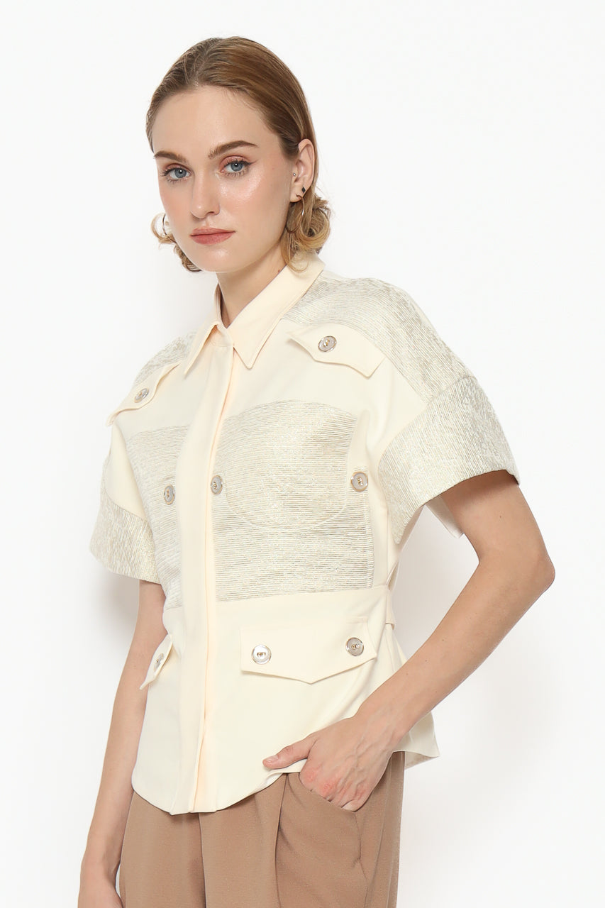 Bloom et Champs Kemeja Jacquard Kancing