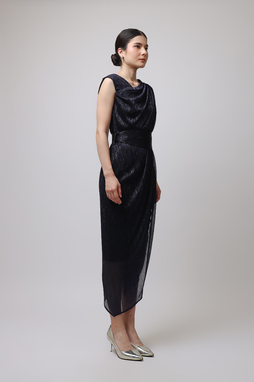 Bloom et Champs Silverish Dress in Blue Black