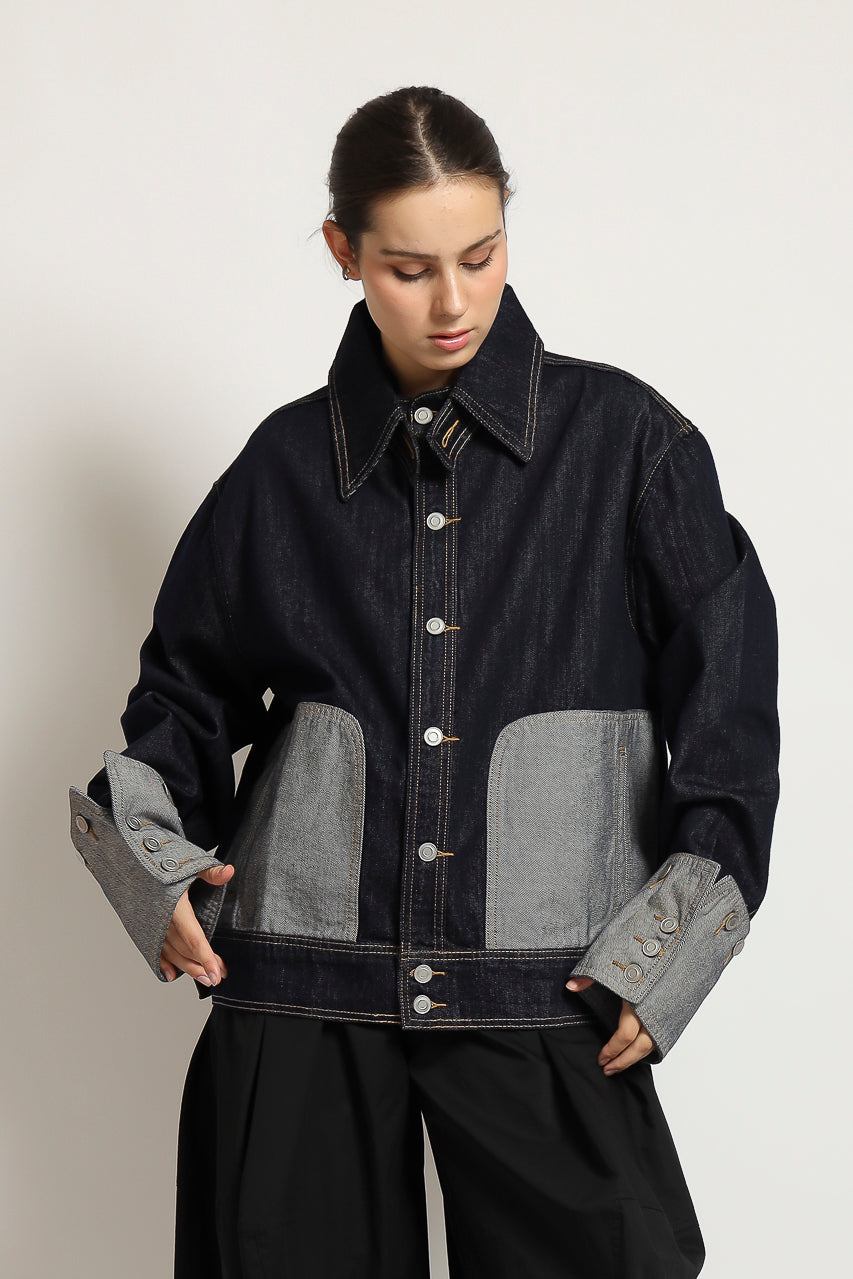 Bloom et Cotton Denim Jacket with removable Sleeve