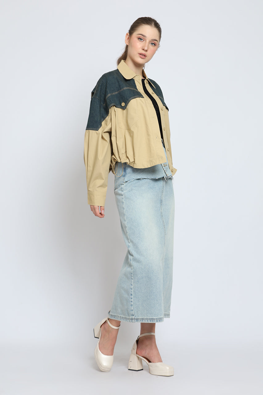 Bloom et Cotton Denim Block Top
