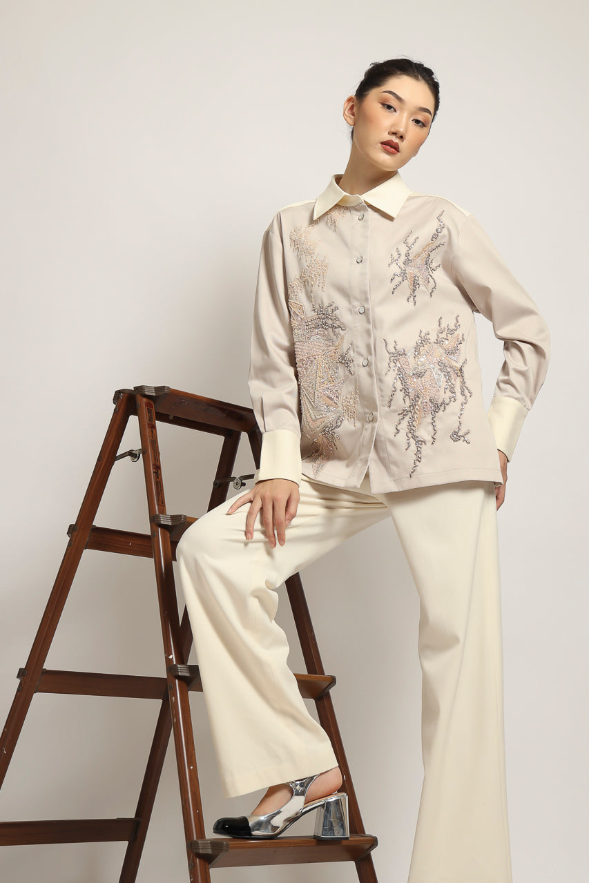 Bloom et Champs Kemeja Nude Embellished