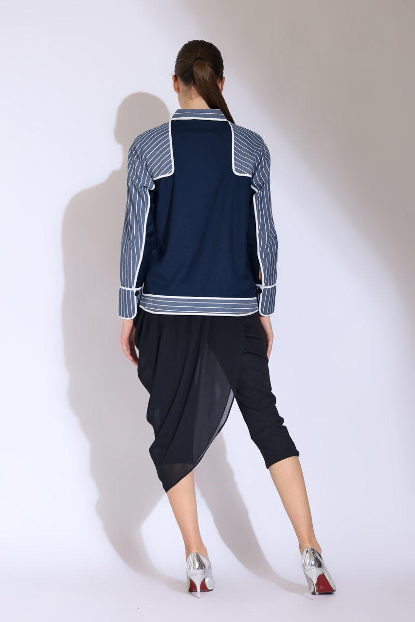 Bloom et Champs Kemeja Salur List Navy