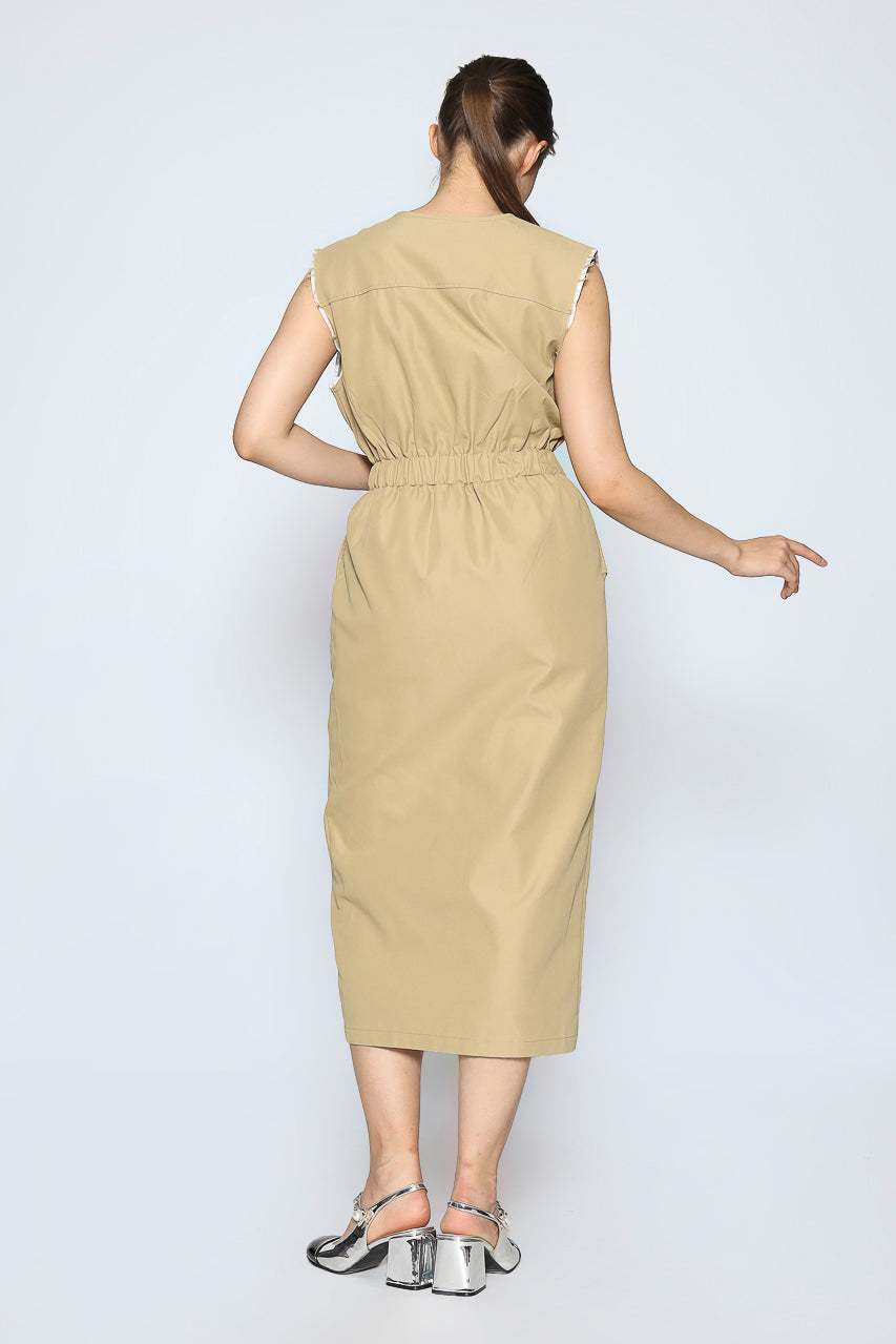 Bloom et Cotton Zipped Creme Dress