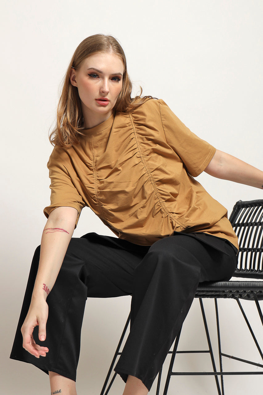 Bloom et Cotton Wrinkled Mocha Tee