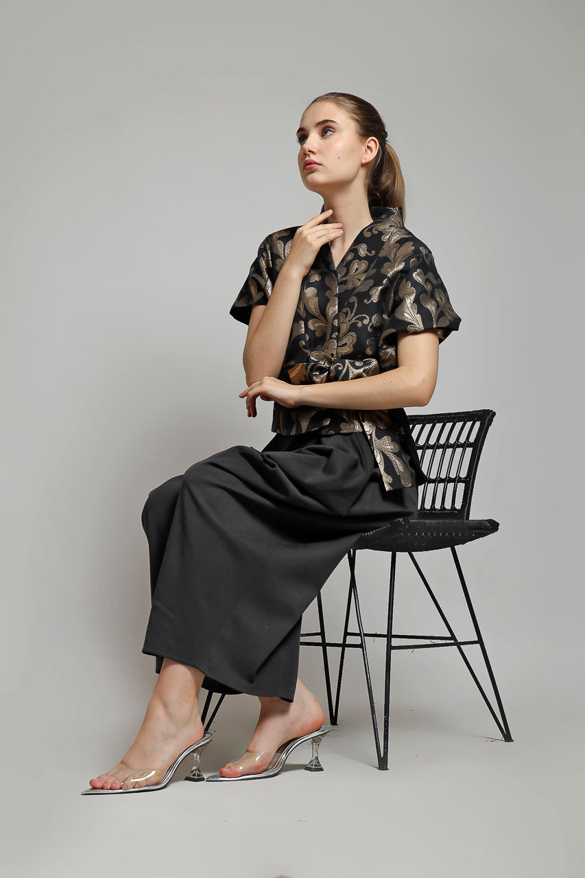 Bloom et Champs Kimono Black Goldie/Bloom Celana Kewer Abu