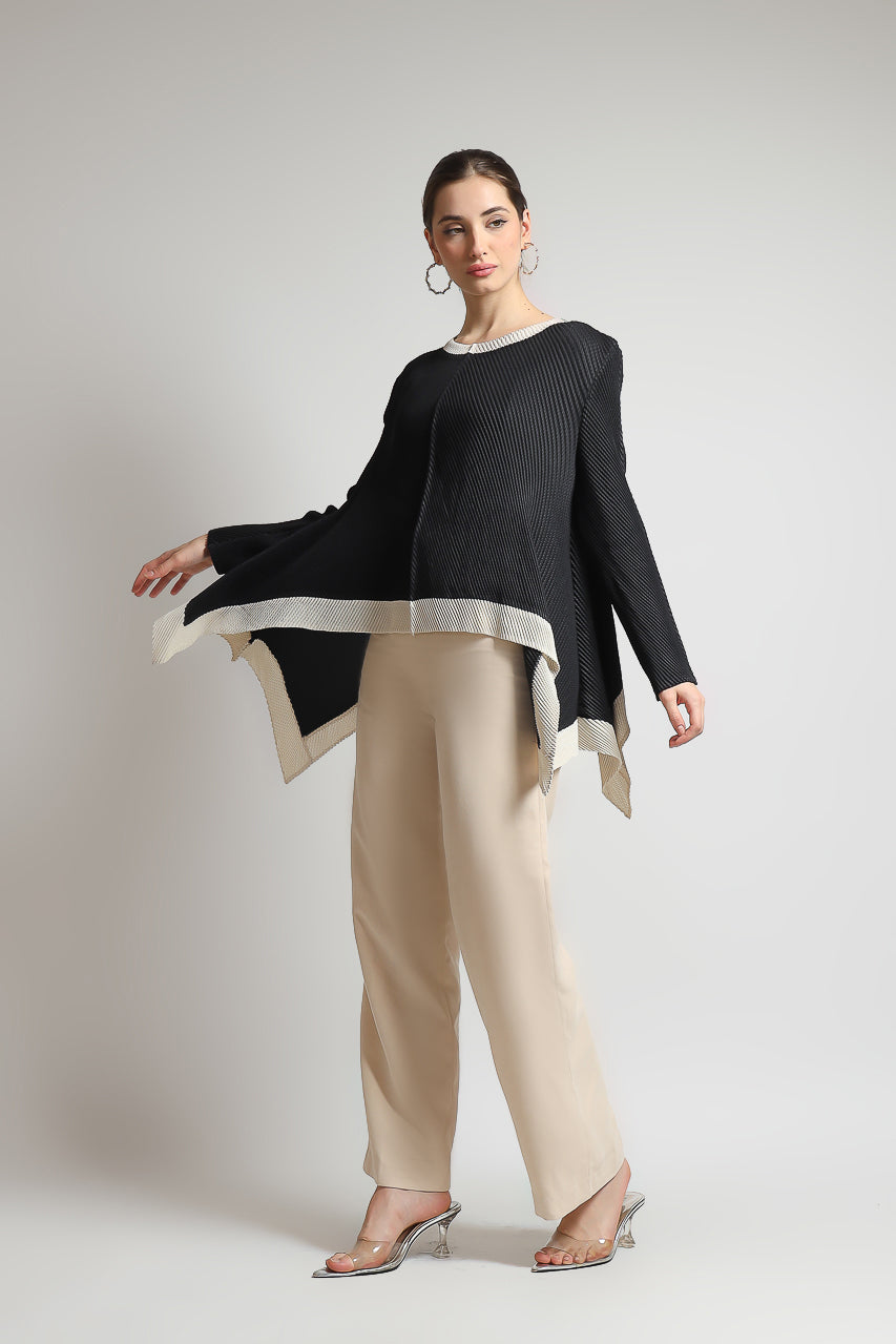 Bloom et Champs Top Kotak Pleats Monochrome