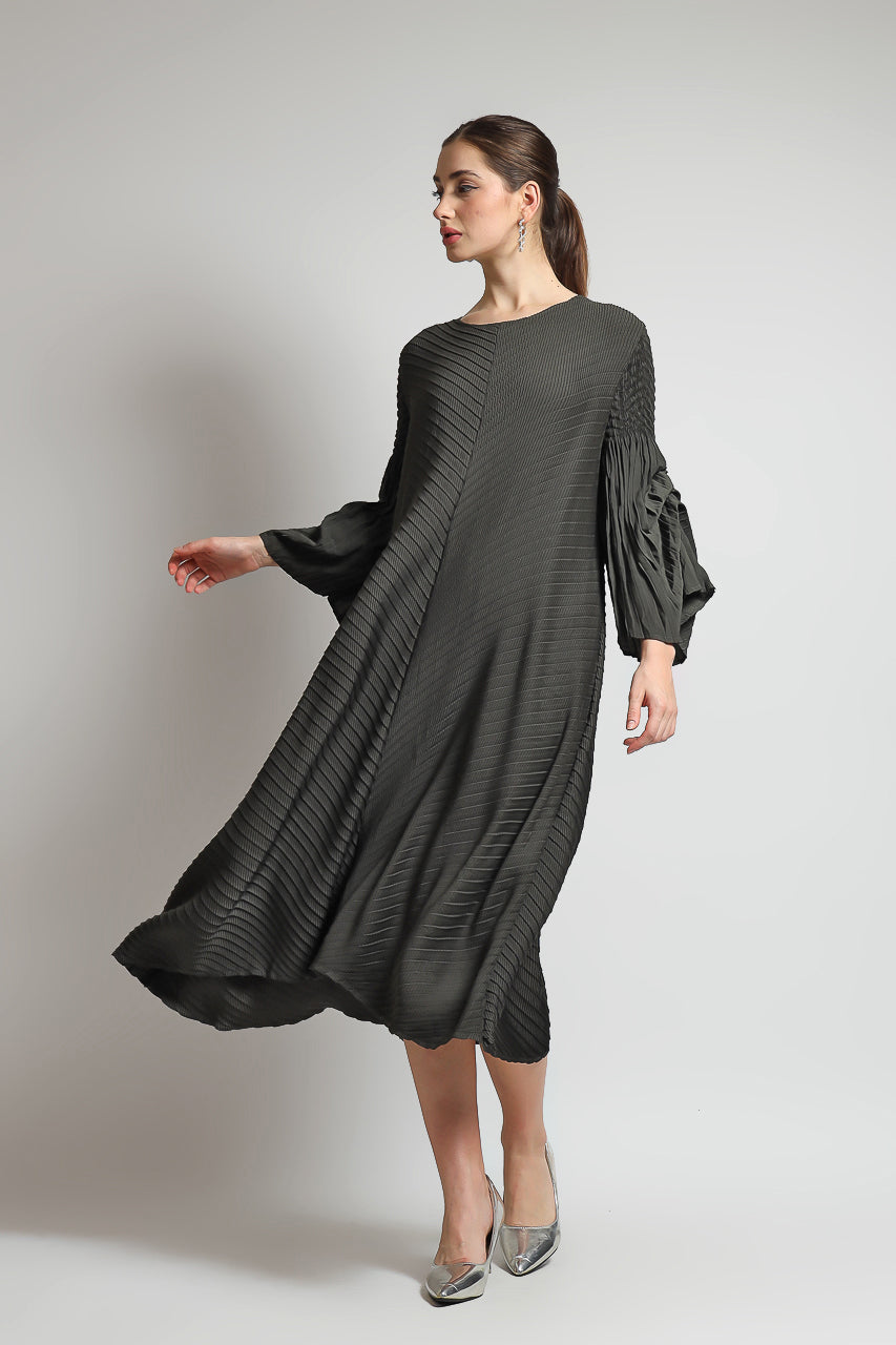 Bloom et Champs Dress Pleats Long Sleeves