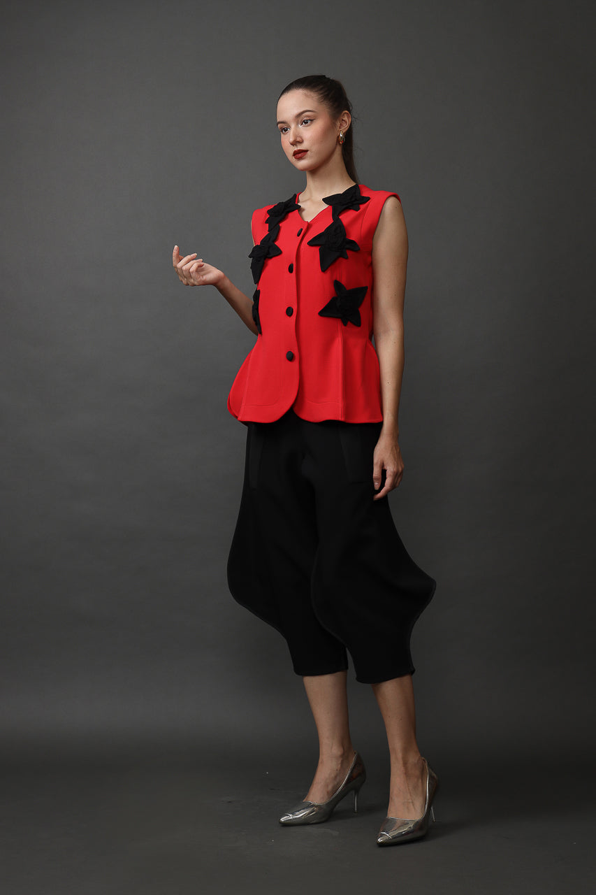 Bloom et Champs Callia Floral Blouse in Red/ Trumpet Pants