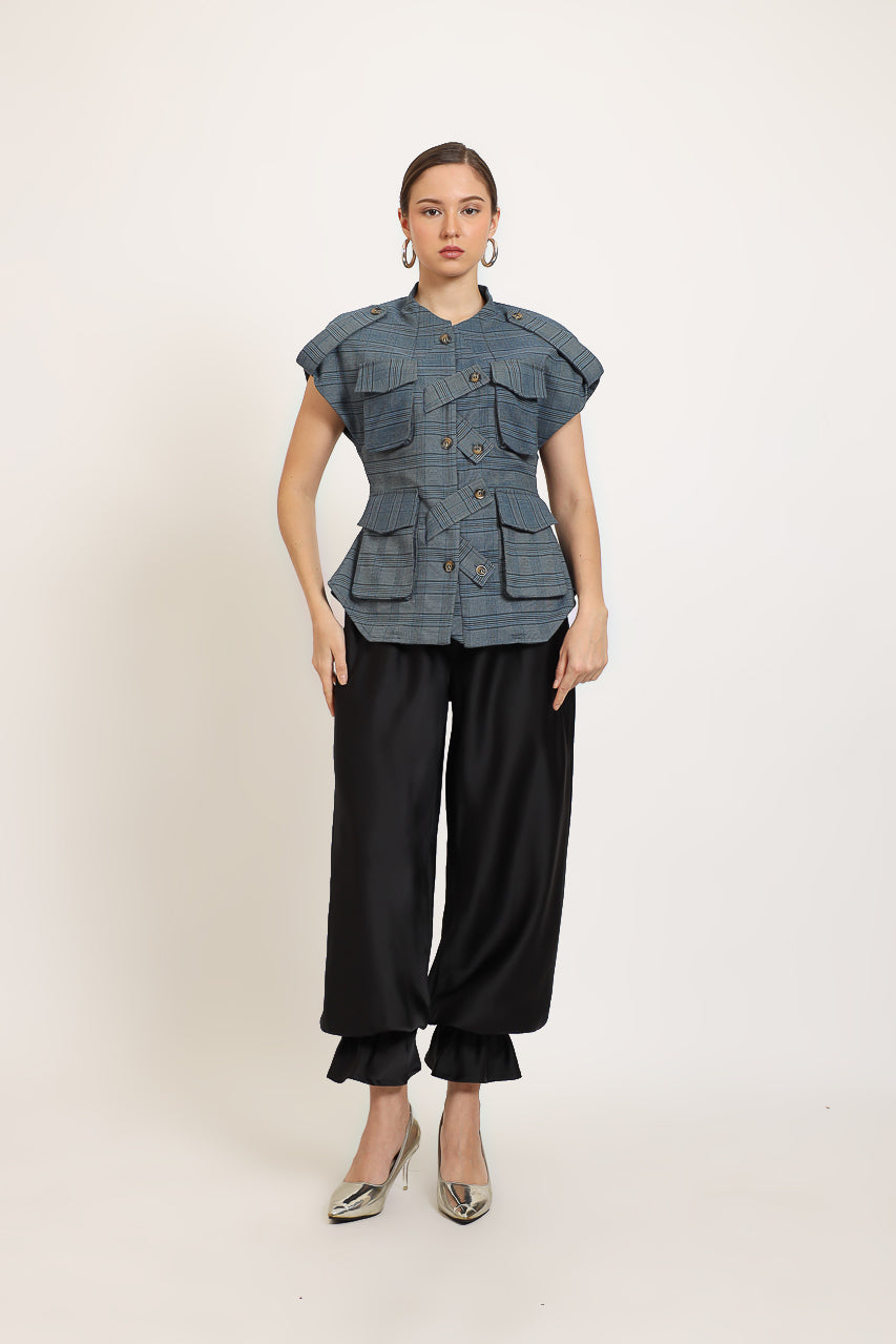 Bloom et Champs Safari Checkered Sky Blue Top