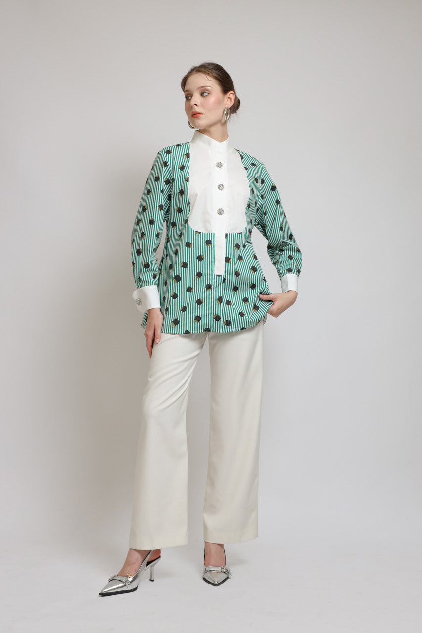 Bloom et Champs Kemeja Salur Hijau Pot of Gold