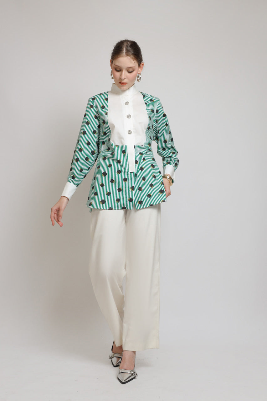 Bloom et Champs Kemeja Salur Hijau Pot of Gold