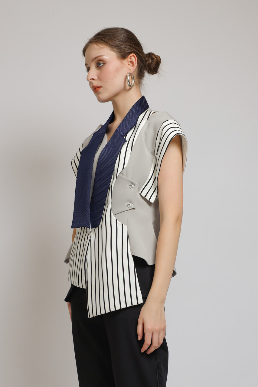 Bloom et Champs Vest Stripe Navy Monochrome