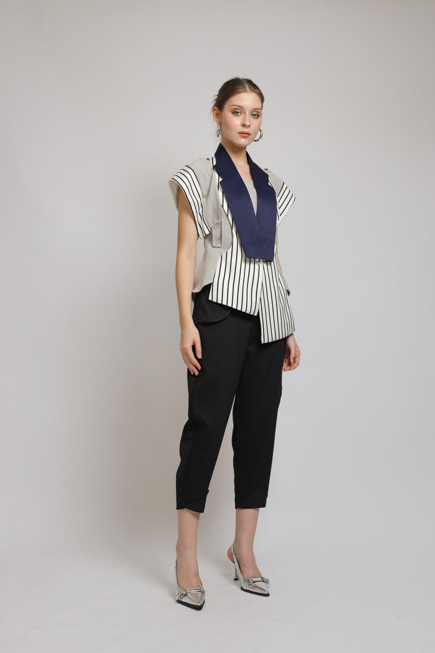 Bloom et Champs Vest Stripe Navy Monochrome