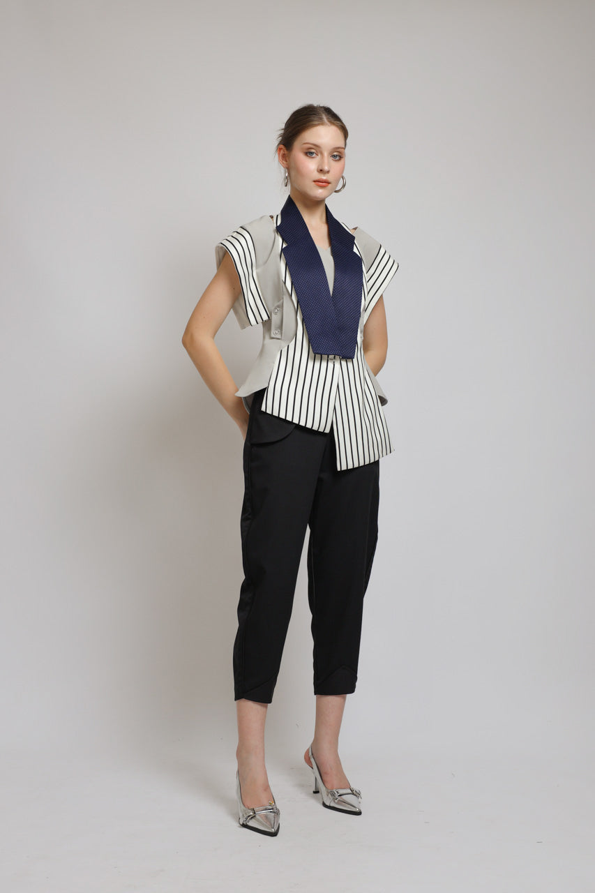 Bloom et Champs Vest Stripe Navy Monochrome