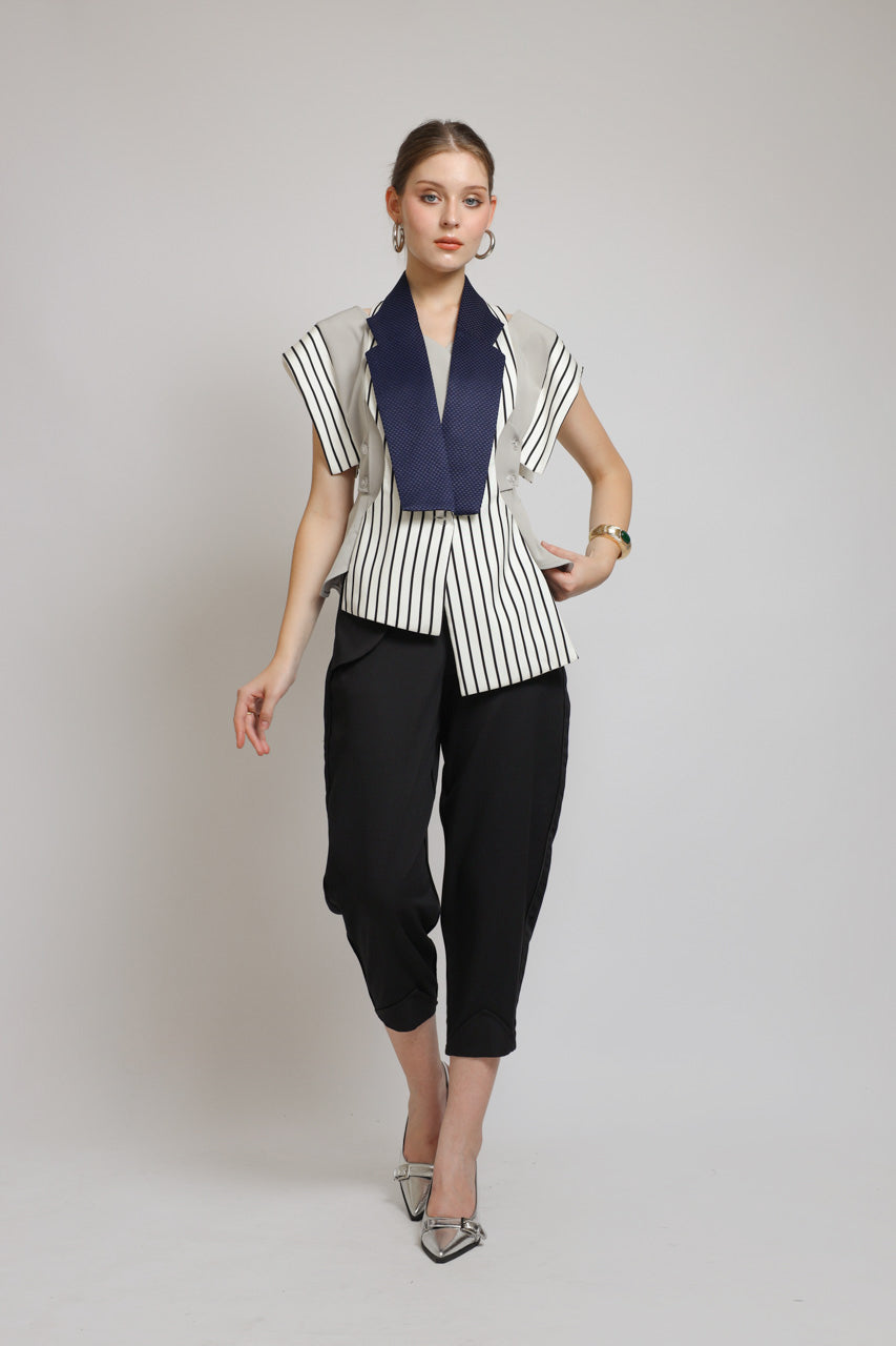 Bloom et Champs Vest Stripe Navy Monochrome