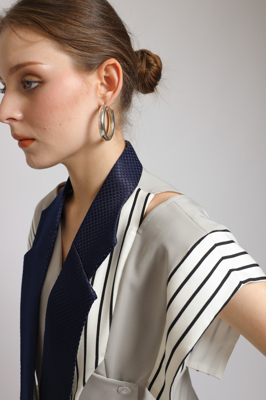 Bloom et Champs Vest Stripe Navy Monochrome