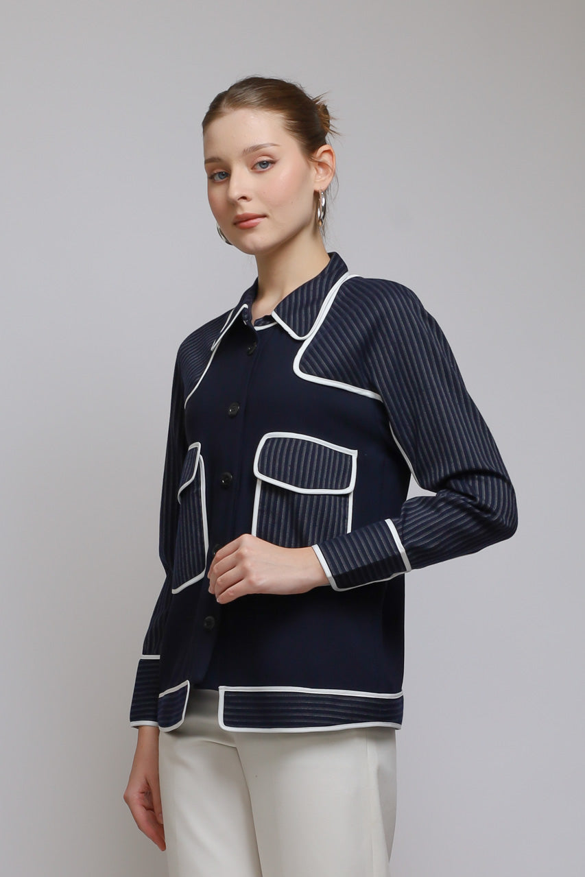 Bloom et Champs Kemeja Salur Navy