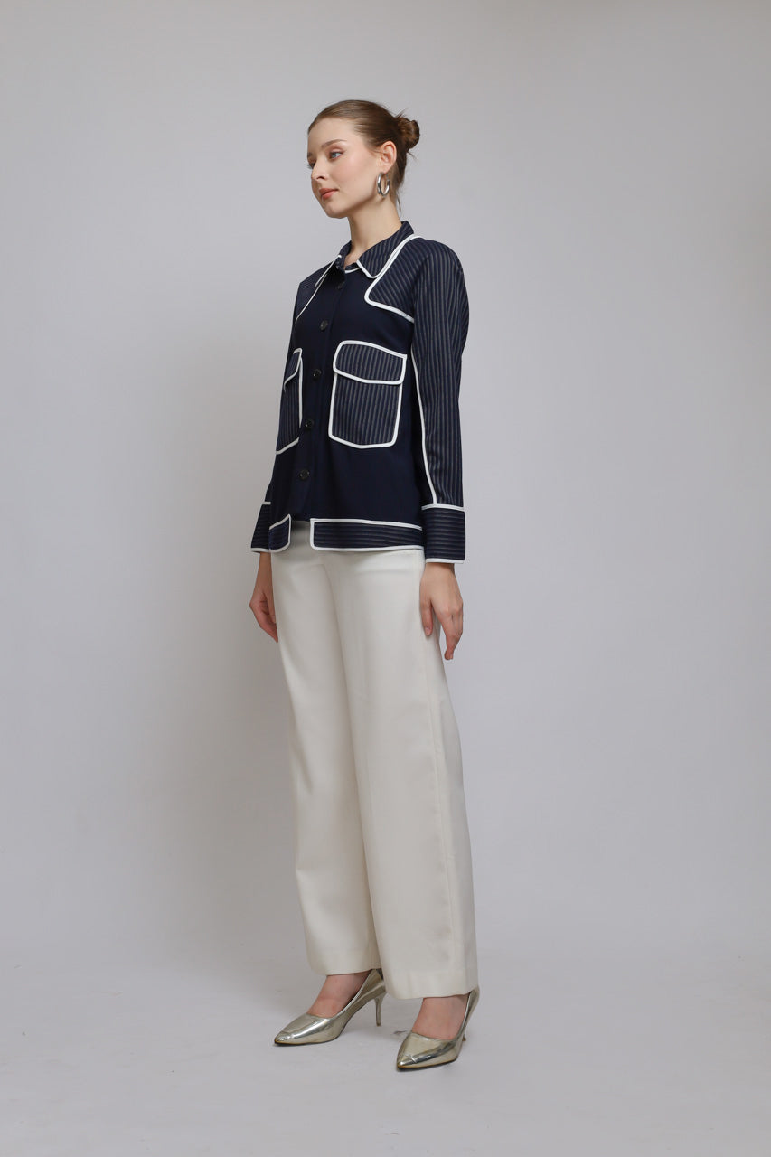 Bloom et Champs Kemeja Salur Navy