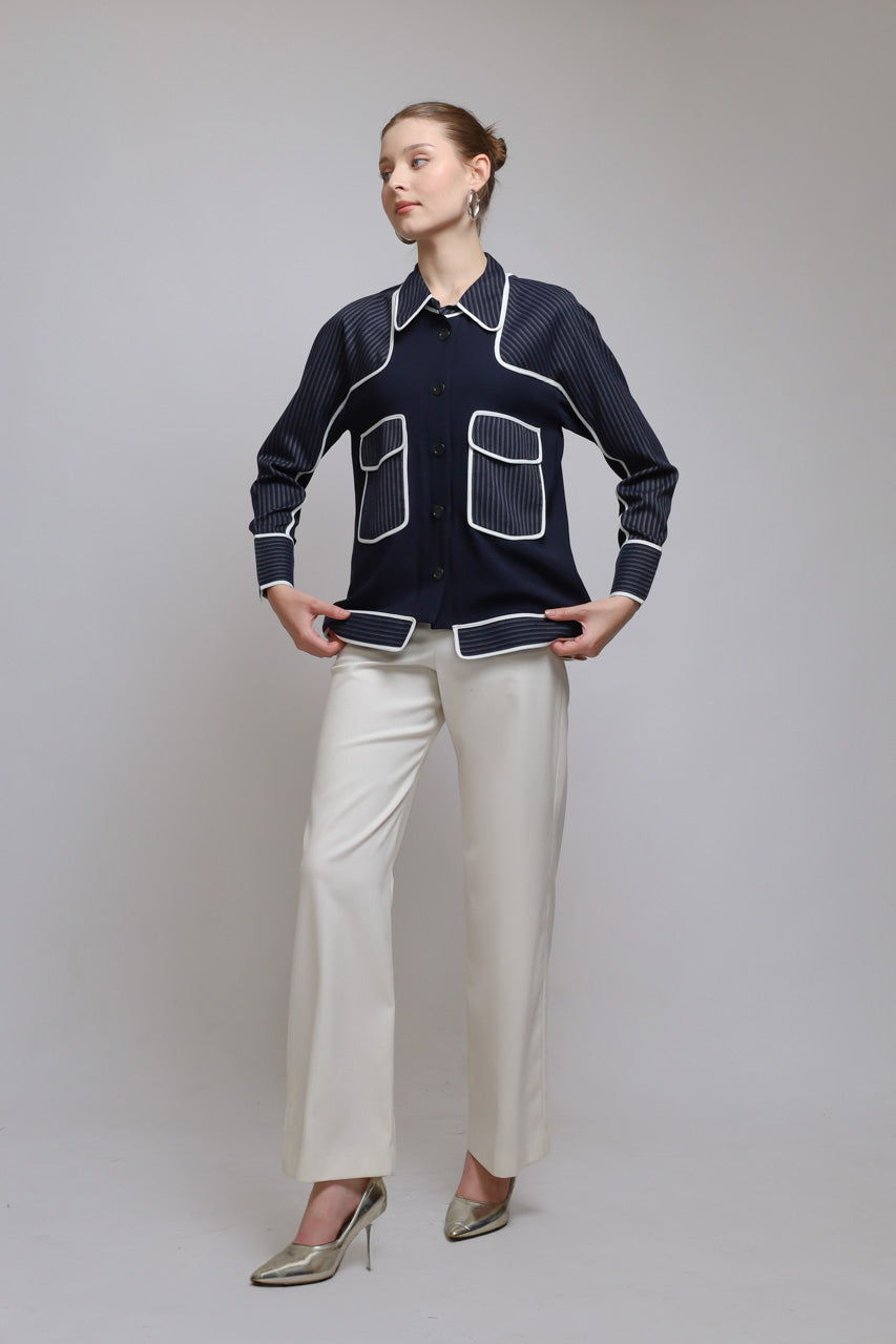 Bloom et Champs Kemeja Salur Navy