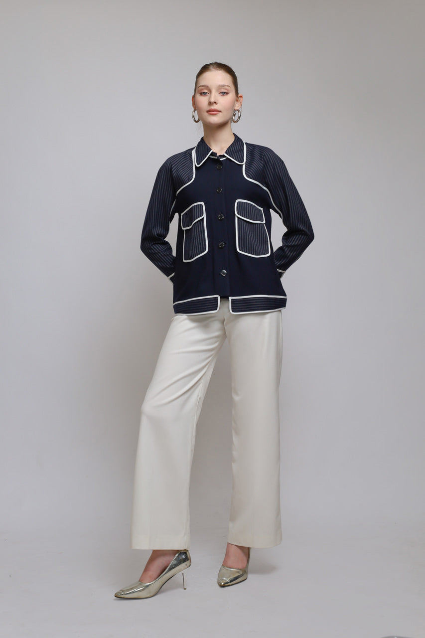 Bloom et Champs Kemeja Salur Navy