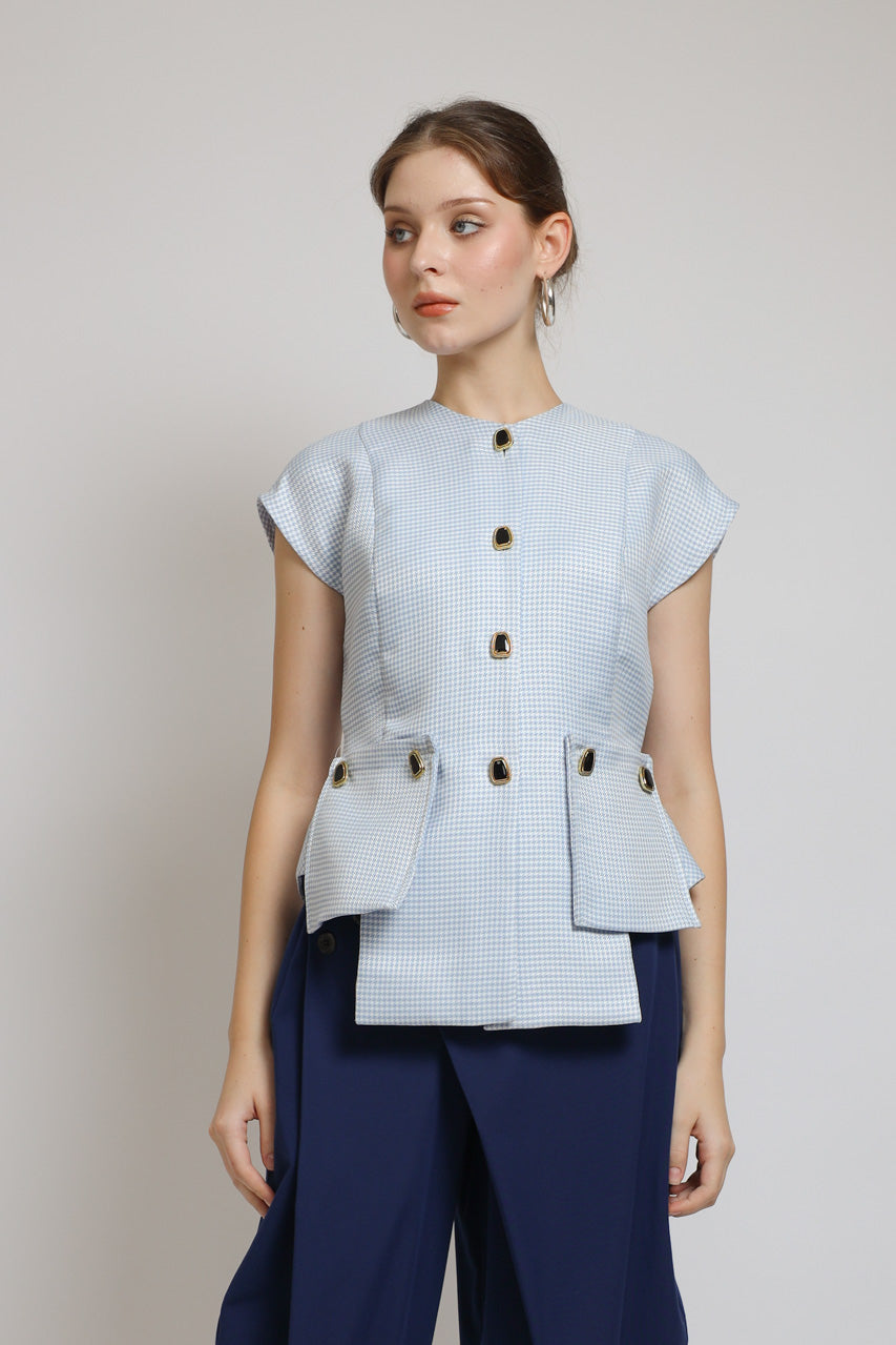 Bloom et Champs Baby Blue Checkered Blouse