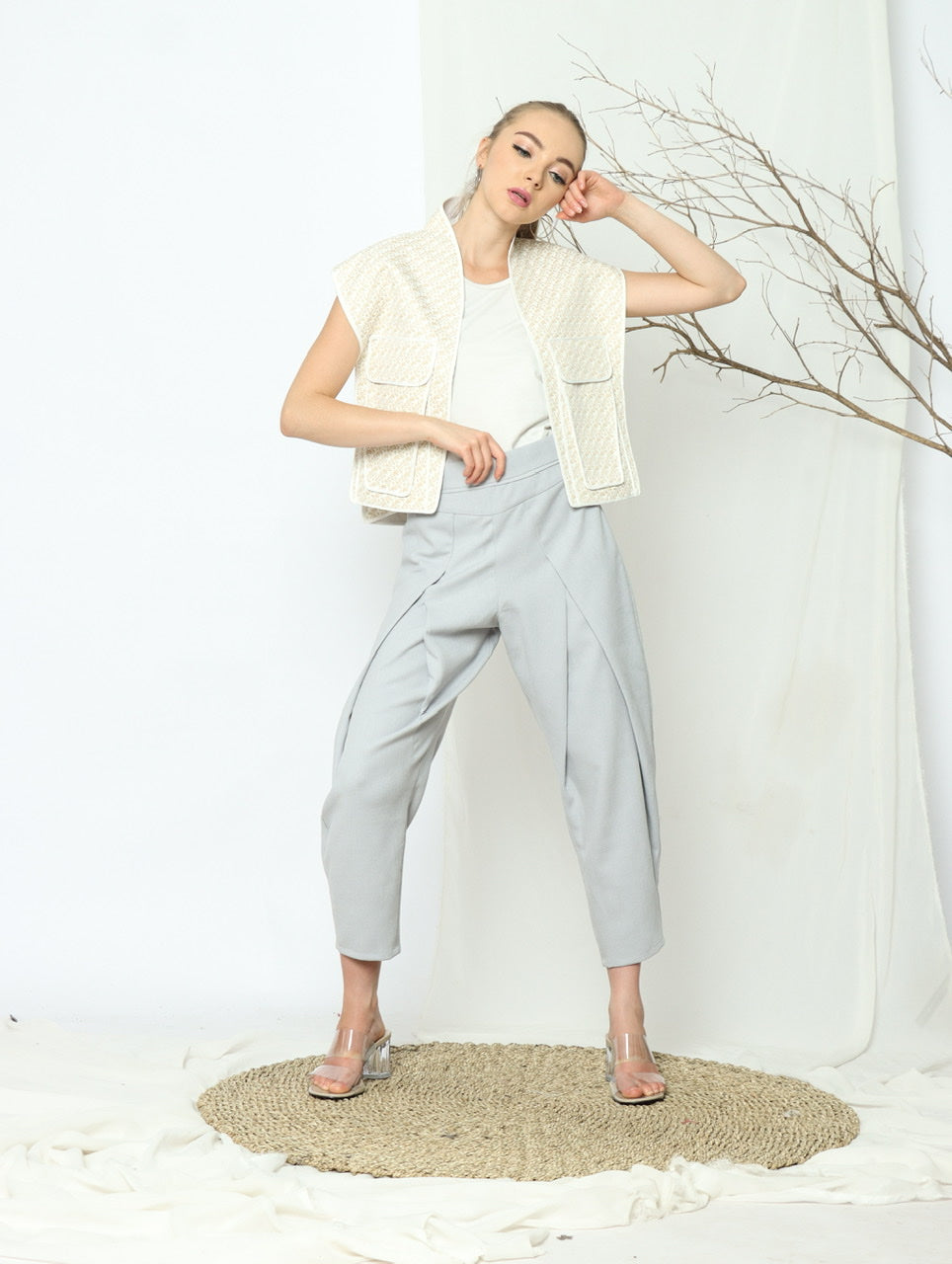 Bloom et Champs Outer Kaku Kantong Geometric Krem