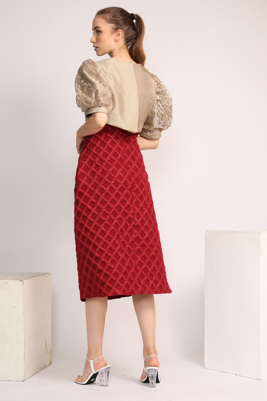 Bloom et Champs Dress Rompi Merah/Emas