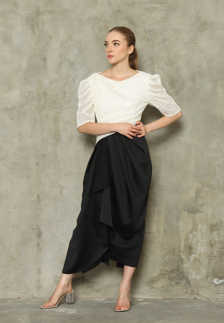 Dress Lengan Balon Panda Tile Bordir Titik