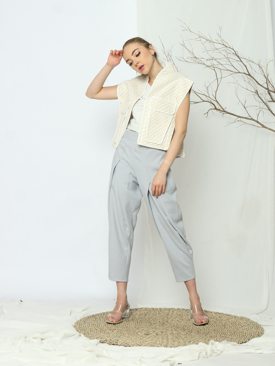 Bloom et Champs Outer Kaku Kantong Geometric Krem