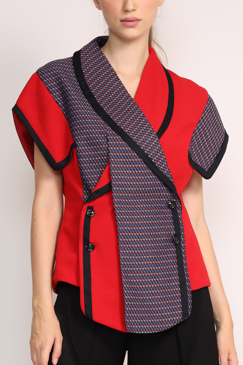 Bloom Blazer Checkered Merah