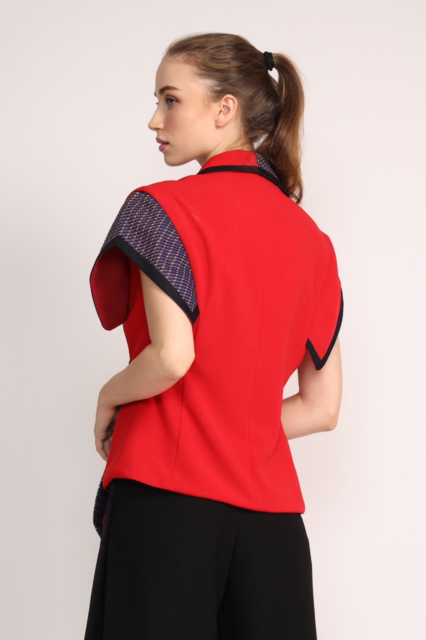 Bloom Blazer Checkered Merah