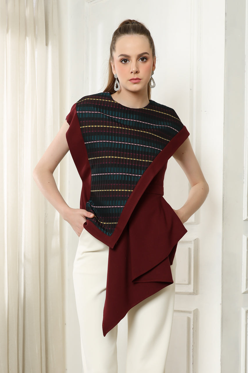 Bloom et Champs Maroon Jacquard Top